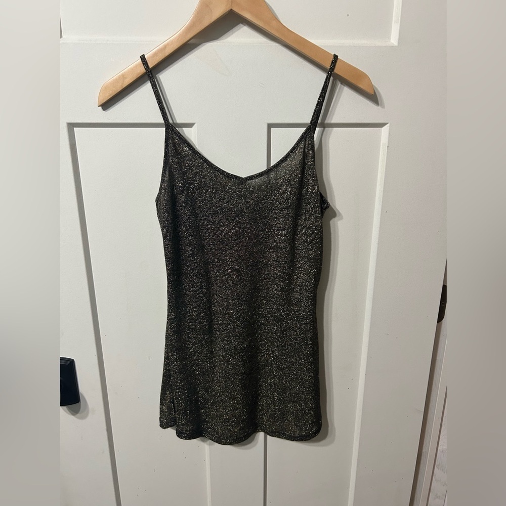 Miss Me black & Gold Metallic Tank Top Size M
